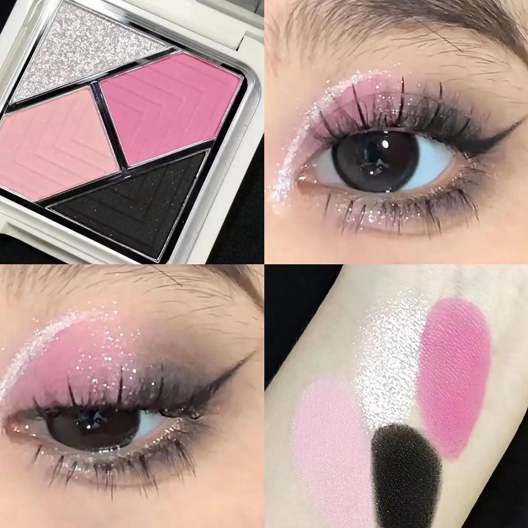 Rynx | Blue 4 Colors Eyeshadow Palette Matte Glitter Green Eyeshadow Pink Black Eyeshadow Pigments Shadows Professional Makeup Palette