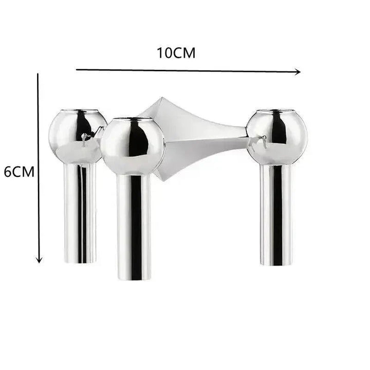 Lisslune | Modern Molecular Metal Candle Holder – Nordic-Style Silver Candle Stand for Elegant Home Decor