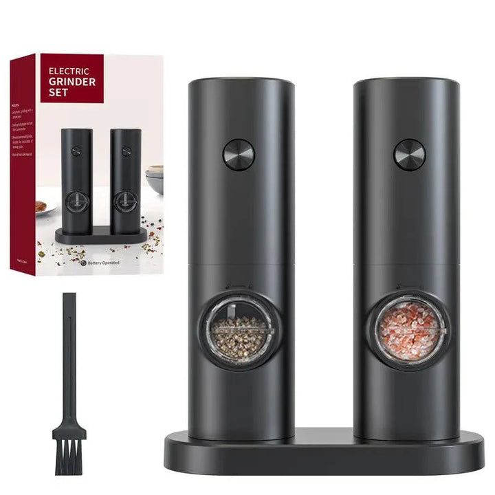 Lisslune | Automatic Gravity Salt and Pepper Mill Set with Adjustable Coarseness and LED Light - Rechargeable Electric Grinder for Effortless Seasoning
