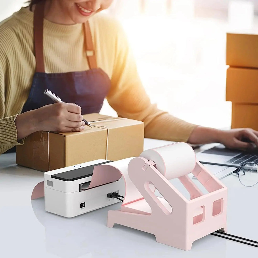 Lisslune | Chic Pink Label Printer Stand - Elegant and Space-Saving Organizer