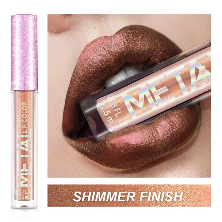 Rynx | Matte Glitter Liquid Lipstick Makeup Waterproof Non-sticky Cup Metal Lipstick Set Long-lasting Shiny Lip Color Shade Charming Lipstick