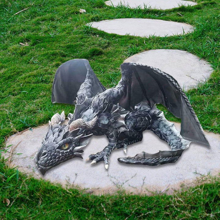 Lisslune | Crouching Dragon Guardian Statue: Gothic Outdoor Decoration