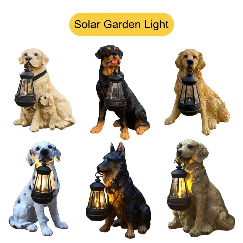 Lisslune | Solar-Powered Outdoor Resin Dog Statue Lamp
