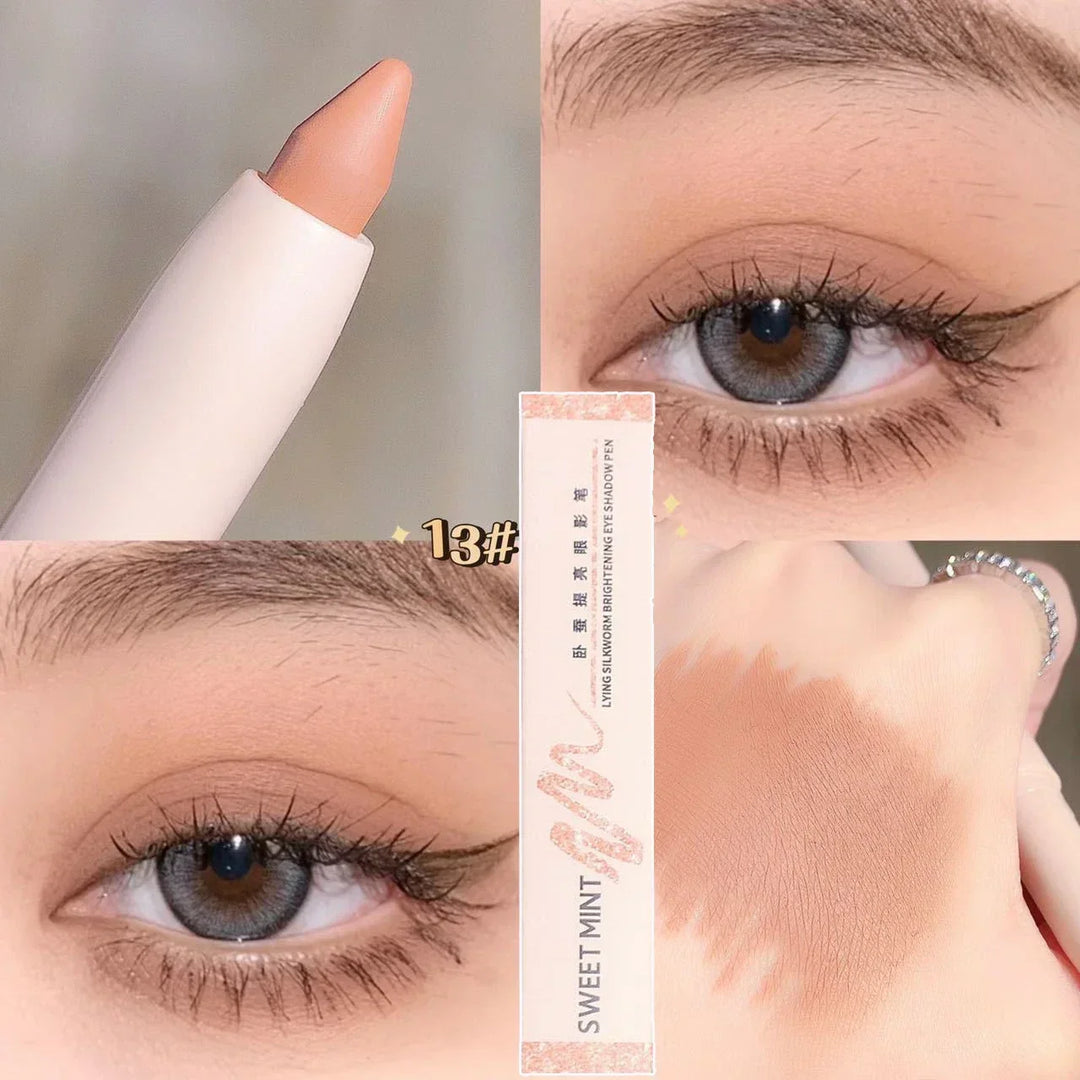 Rynx | 14 Colors White Eyeliner Shiny Glitter Eyeshadow Pencil Eye Liner Pencil Matte Brown Pink Pearl Eyes Makeup Brighten Silk Worm