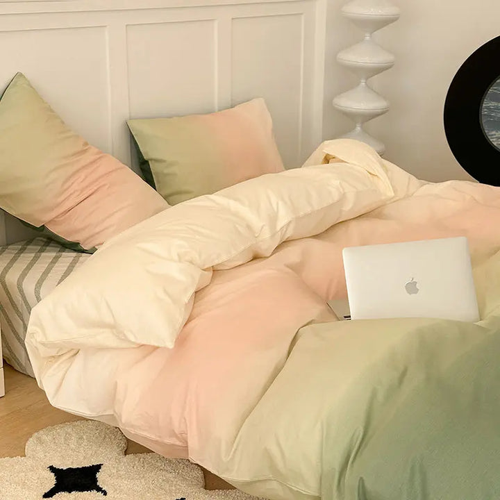 Rynx | New Fashion Bedding Set Ins Floral Single Double Size Duvet Cover Bed Sheet Pillowcase Grid Solid Color Home Girls Bedding