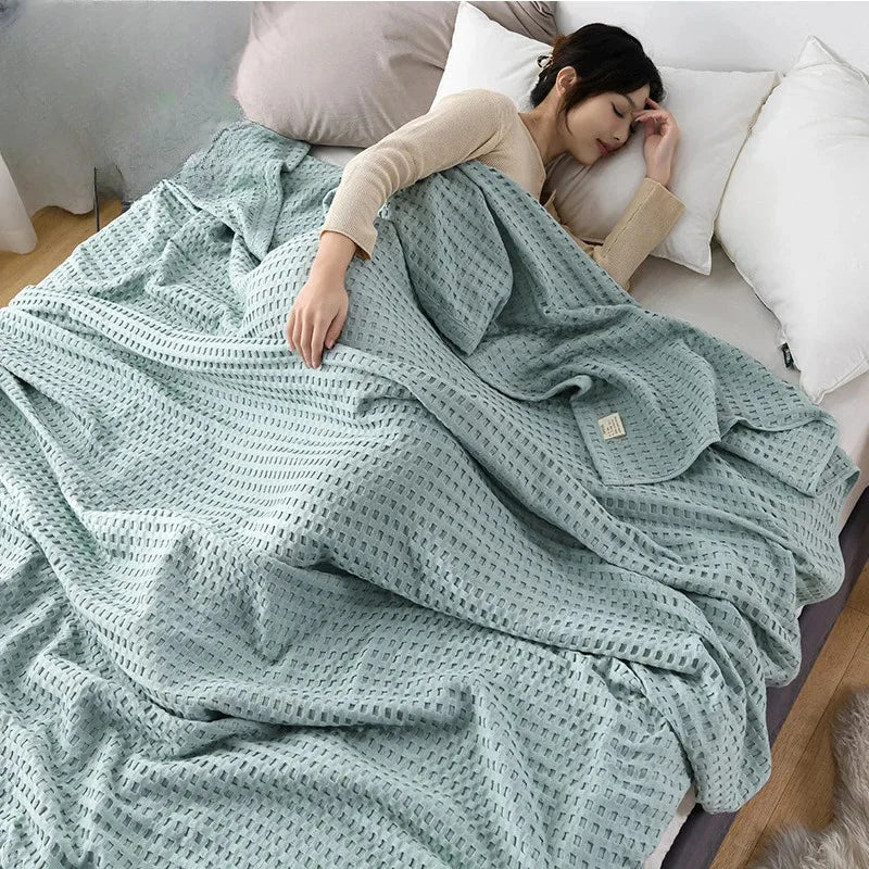 Rynx | Japanese Style Blanket Solid Color Towel Quilt Knitted Blanket Climate Blanket Office Sleep Climate Blanket
