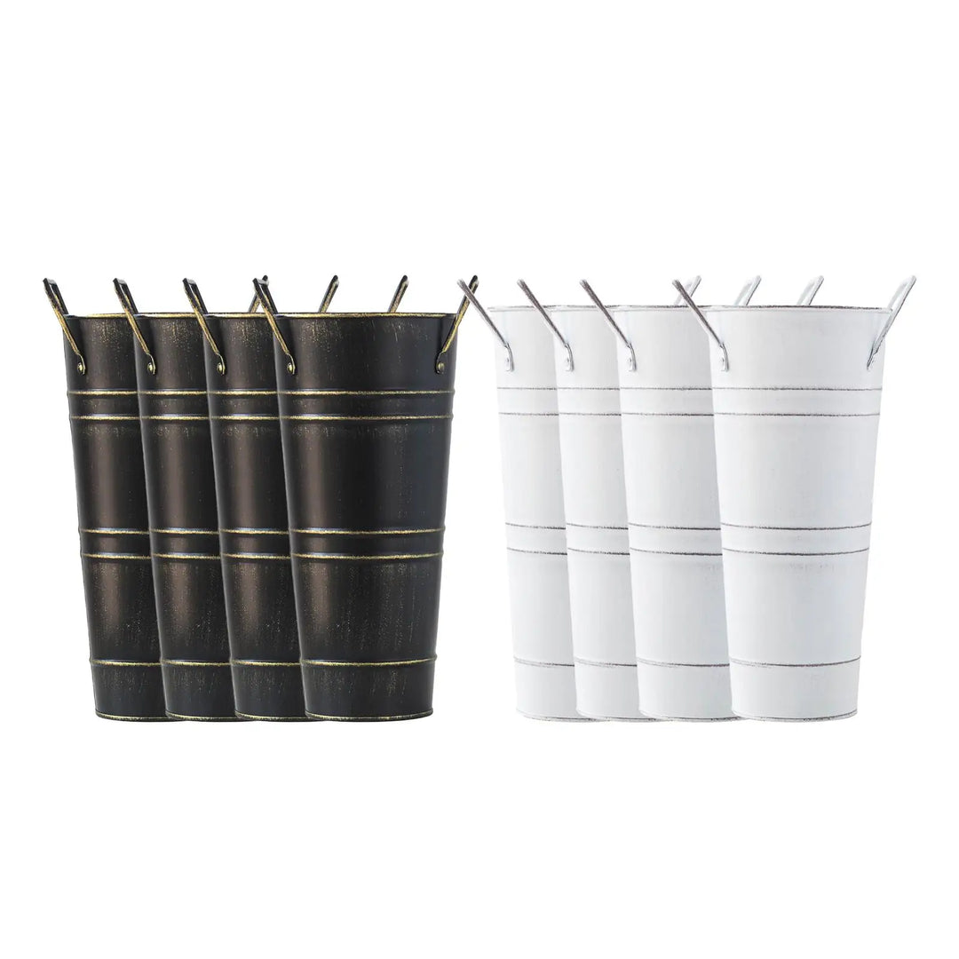 Lisslune | Retro Iron Flower Bucket with Handles – Decorative Metal Flower Pot for Home