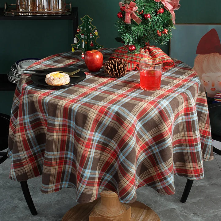 Rynx Christmas Plush Tablecloth Cotton Tablecloth Vintage Dining Table Cover for Dinner Table Party Birthday Christmas Decoration