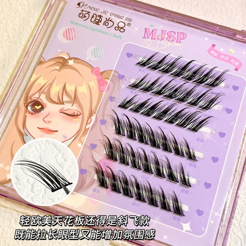 Rynx | Hybri Flying Fox False Eyelashes Single Cluster Hybrid Extension Segmented Natural Fox Eye Effect Single Eyelash Makeup Tool