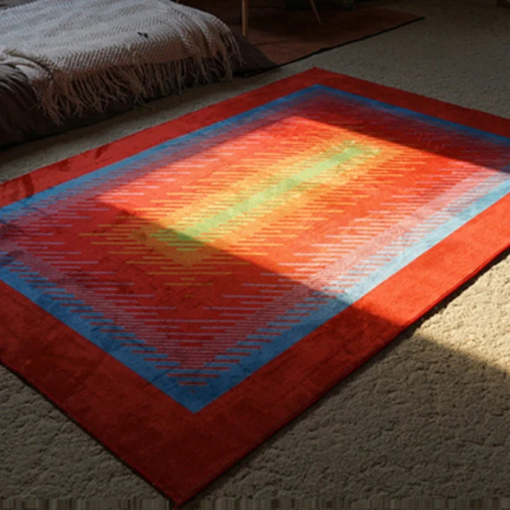 Rynx | Red minimalist living room large rug geometric pattern bedroom rug creative art home special rug short pile rugs