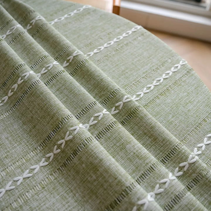Rynx Cotton Linen Three-Dimensional Jacquard Checked Round Tablecloth, Tassel Dustproof Tablecloth, For Dinner Party Wedding Decor