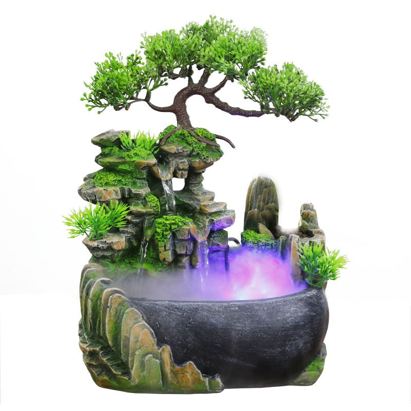 Lisslune | ZenFlow Indoor Tabletop Fountain – LED Light Water Feature for Home, Office & Relaxation Décor