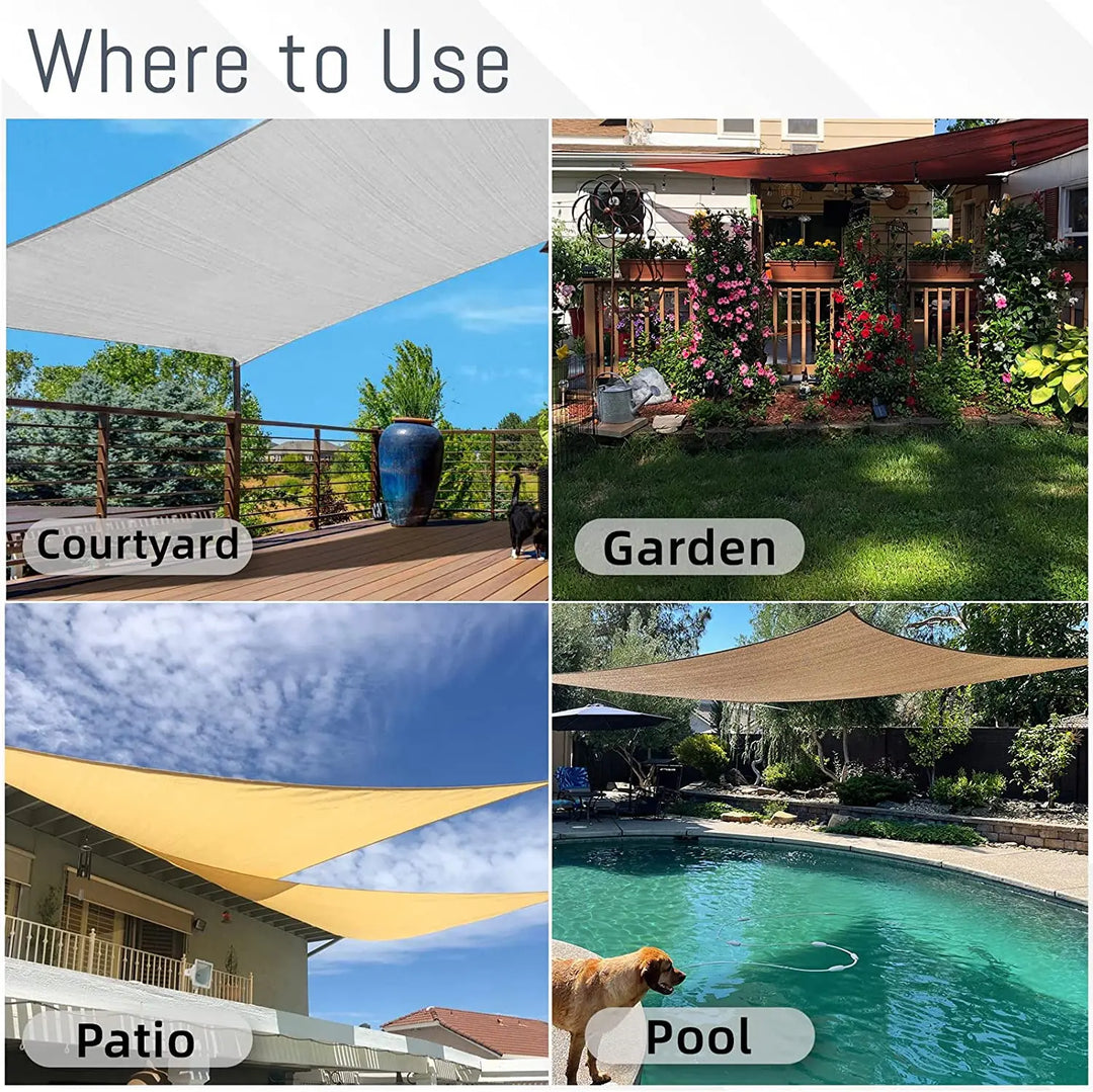 Lisslune | Waterproof Rectangular Sun Shade Sail with UV Protection & Mounting Kits – ShadeGuard