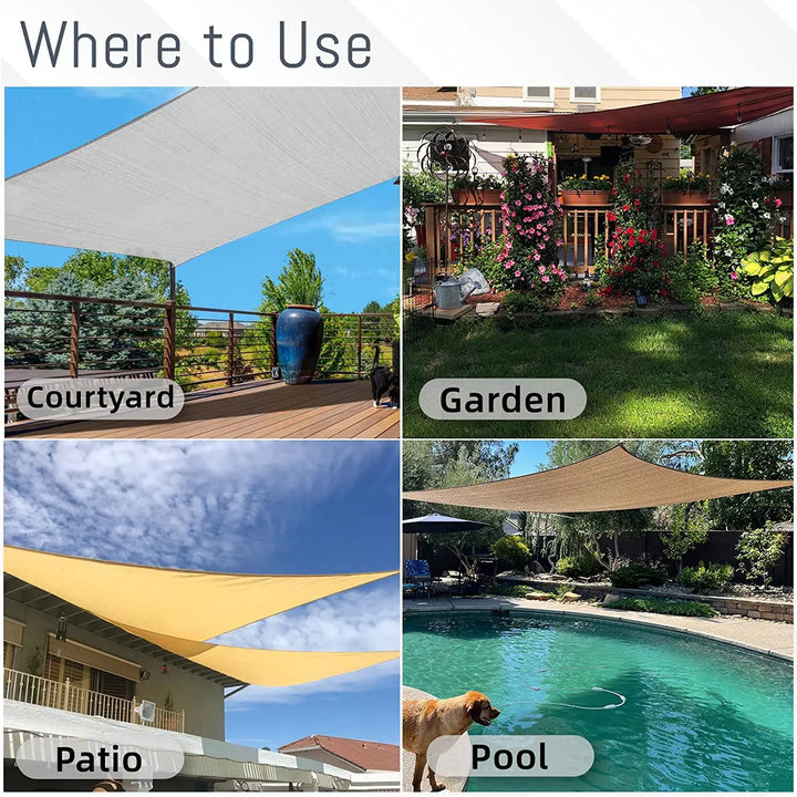 Lisslune | Waterproof Rectangular Sun Shade Sail with UV Protection & Mounting Kits – ShadeGuard