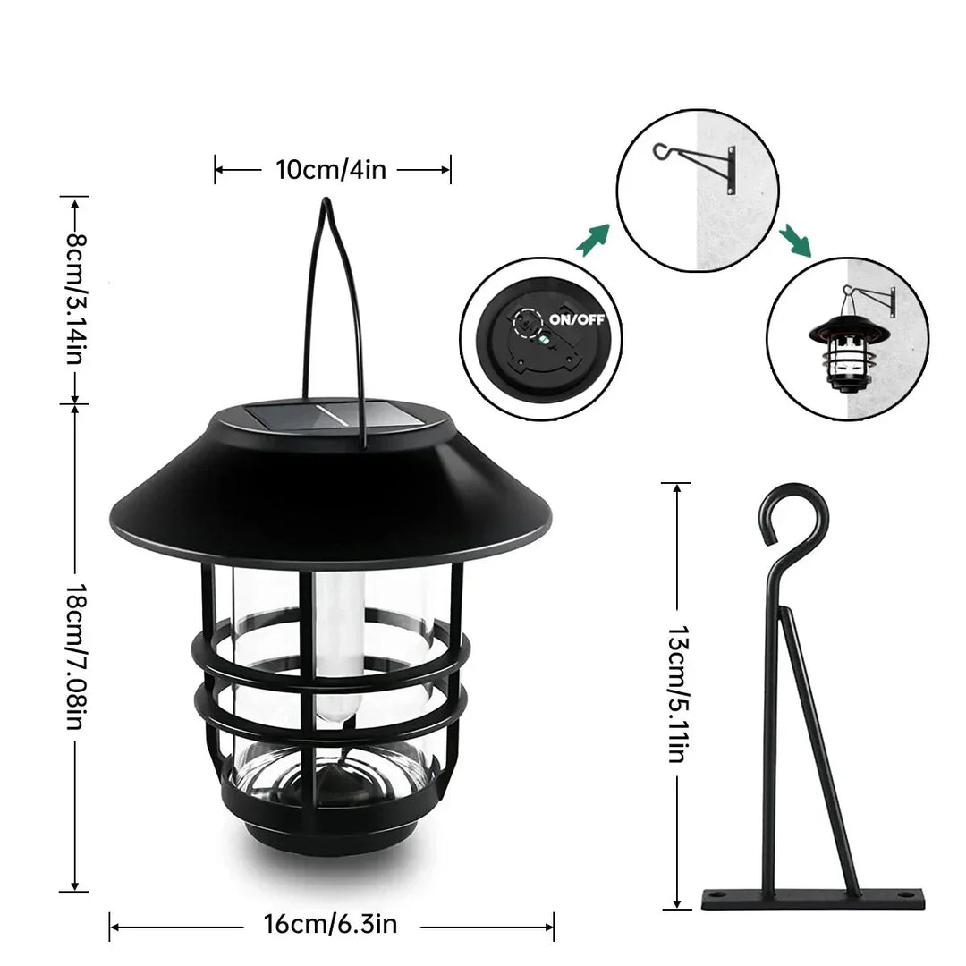Lisslune | Solar Wireless Waterproof Flickering Sun Flame Lantern Light | - WallLant