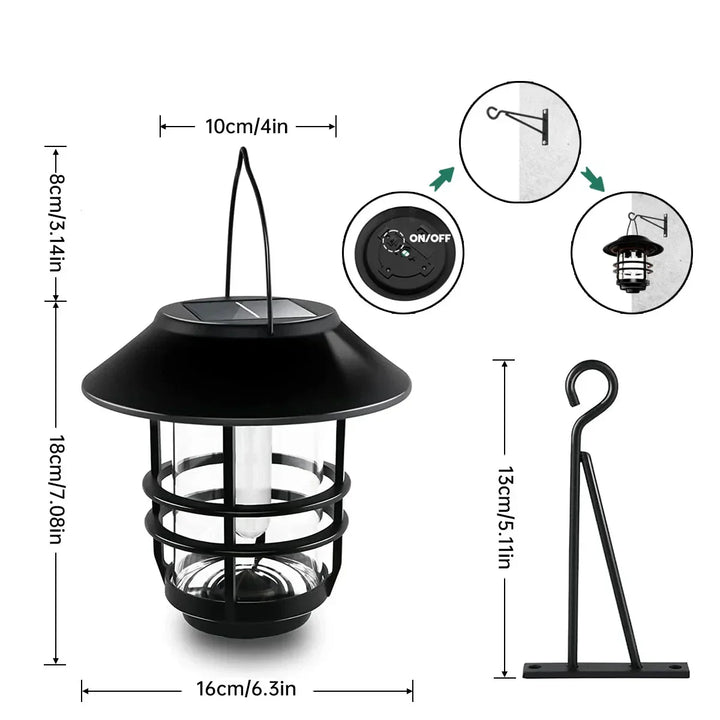 Lisslune | Solar Wireless Waterproof Flickering Sun Flame Lantern Light | - WallLant