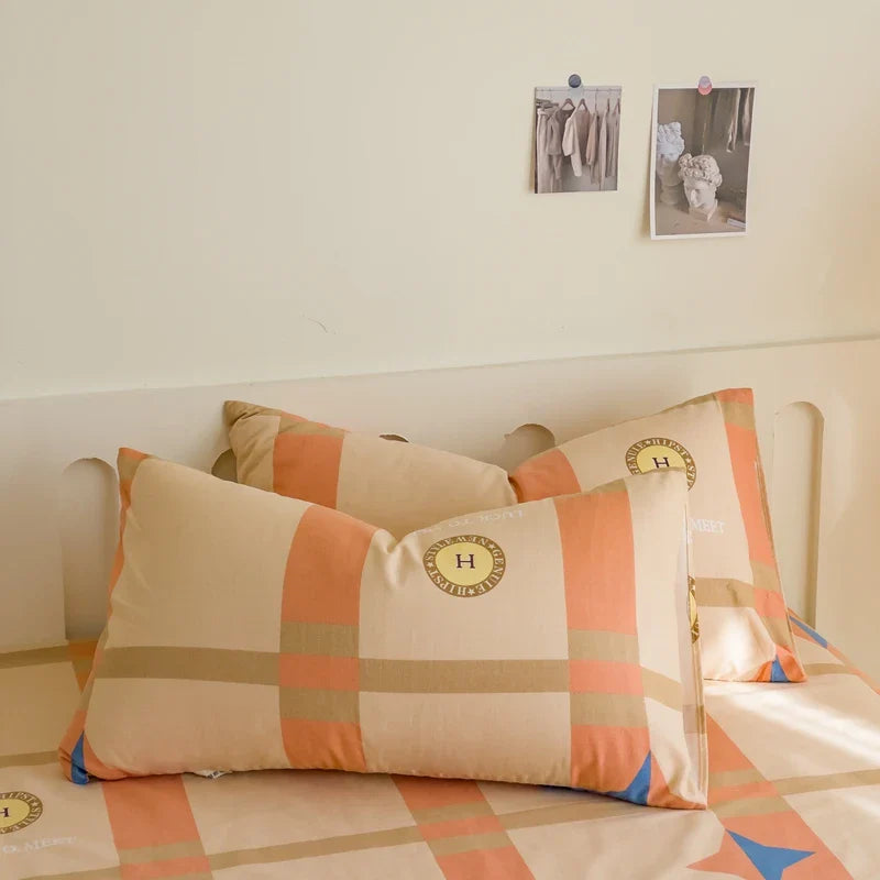 Rynx | 100% Cotton Thickened Pillowcase 48cm*74cm 2 Pieces Beauty Floral Print Pillowcase for Bedroom