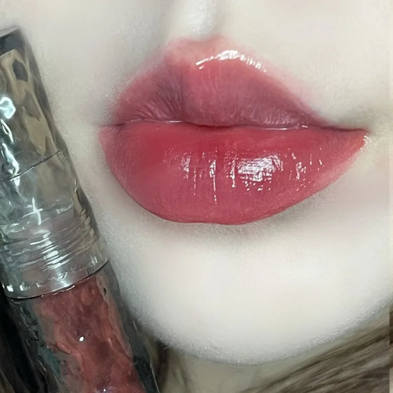 Rynx | Punk Juice Red Lip Gloss Black Mirror Glass Water Light Clear Lip Glass Waterproof Non-Sticky Liquid Lipstick Nude Lip Tint Makeup