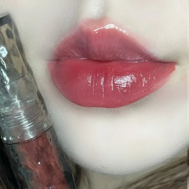 Rynx | Punk Juice Red Lip Gloss Black Mirror Glass Water Light Clear Lip Glass Waterproof Non-Sticky Liquid Lipstick Nude Lip Tint Makeup