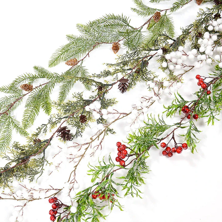 Rynx 150cm Christmas Wreath Rattan Artificial Vine Hanging Floral Garland Christmas Decorations for Home Christmas Fireplace Door Decor