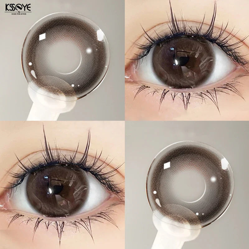 Lisslune | 2 Piece Set Colored Contact Lenses for Eyes Brown Colorful Lenses Natural Round Lens with Diopters Beautiful Pupil