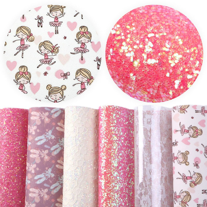 Lisslune | Elegant Pink Lychee Glitter Artificial Leather Craft Sheets for Stunning DIY Projects