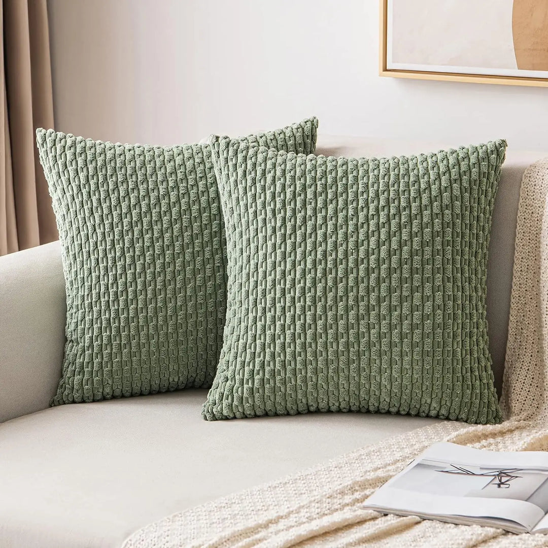 Lisslune | Boho Ribbed Corduroy Cushion Cover – Stylish Striped Decorative Pillowcase for Sofa or Bed