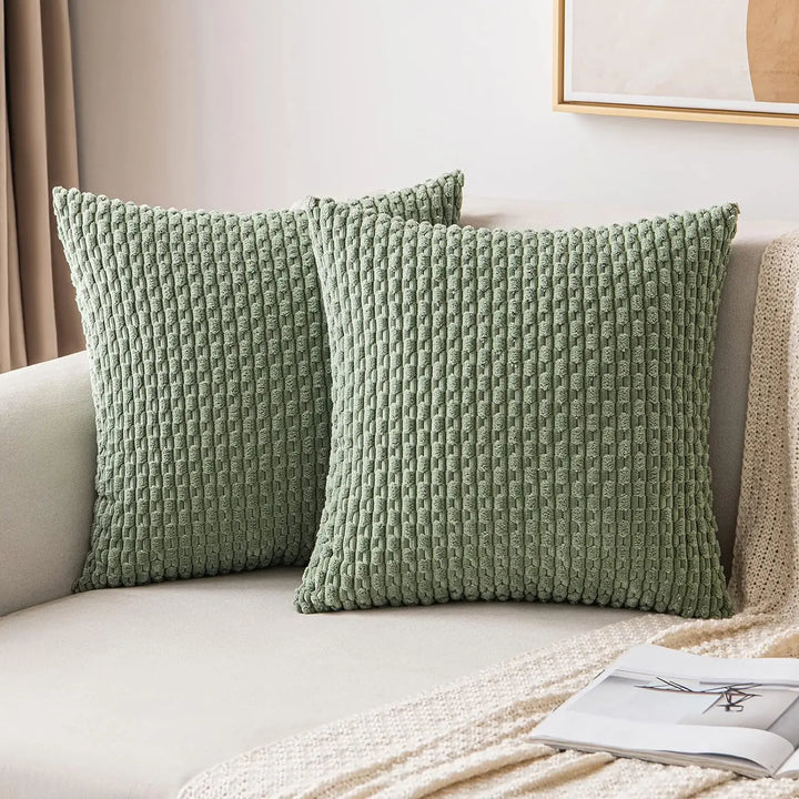Lisslune | Boho Ribbed Corduroy Cushion Cover – Stylish Striped Decorative Pillowcase for Sofa or Bed