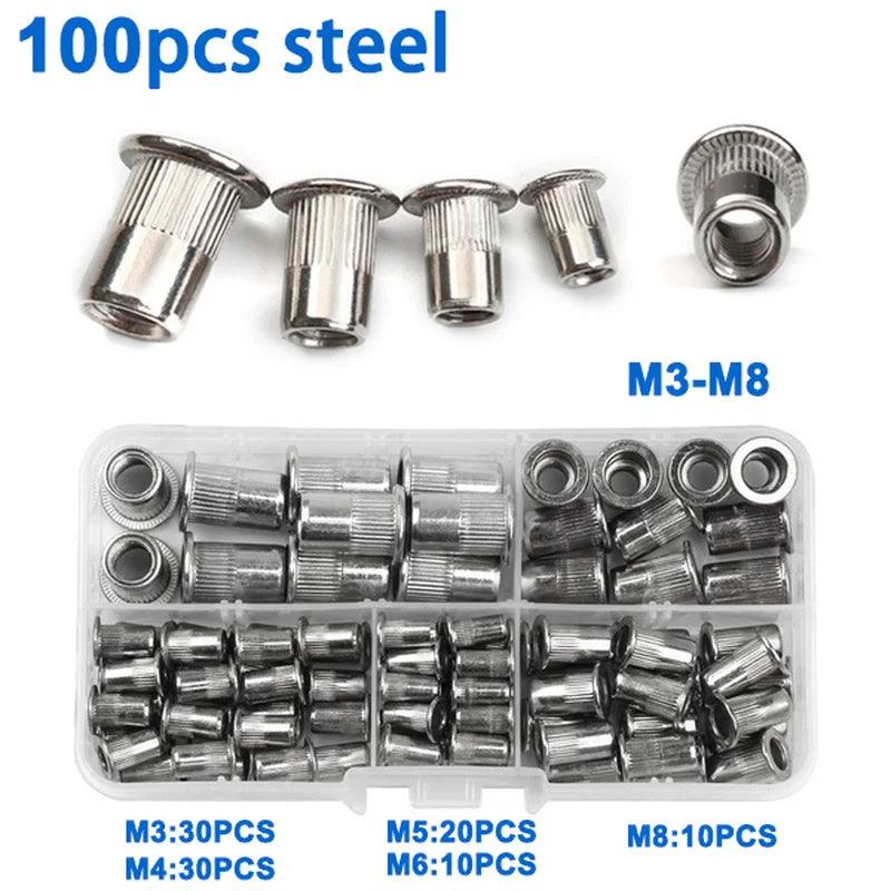 Lisslune | Ultimate Precision Rivet Nut Kit: Complete M3-M8 Stainless Steel & Aluminum Set