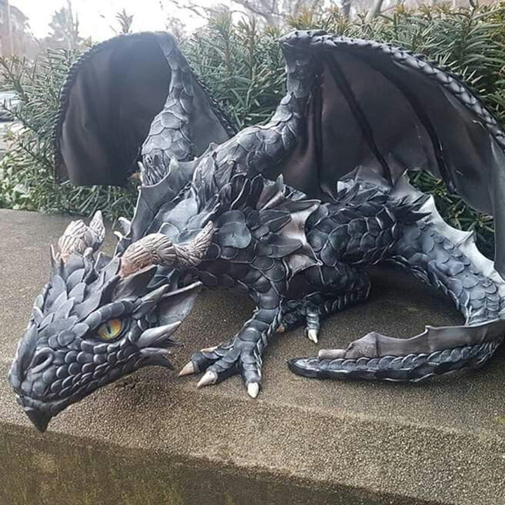 Lisslune | Crouching Dragon Guardian Statue: Gothic Outdoor Decoration