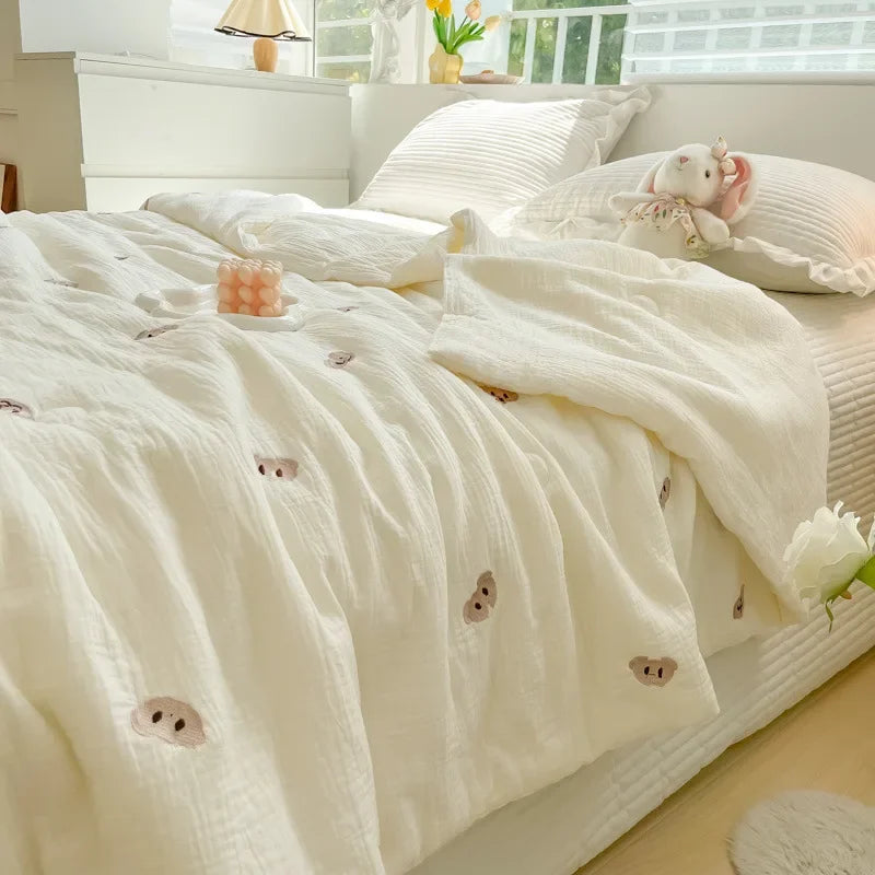Rynx Super Soft Double Layer Yarn Summer Blanket Skin-Friendly Breathable Lightweight Blanket for Kids Adults Comforter Summer Blankets