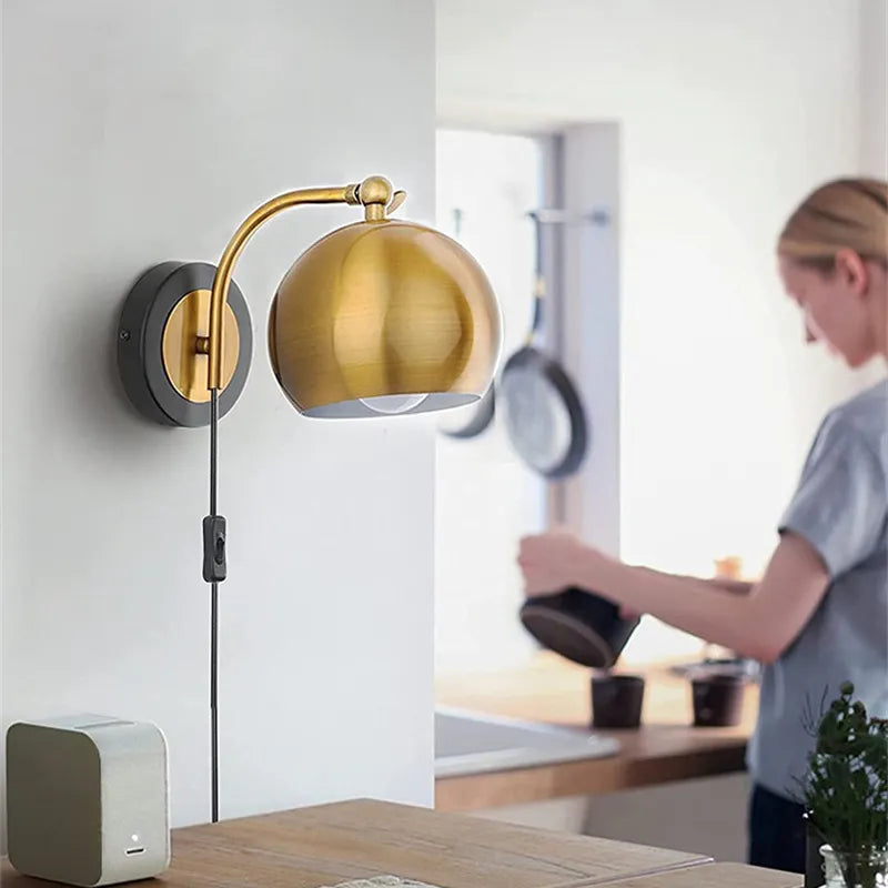 Lisslune | AntiqueAura – Classic Vintage Wall Lamp with Plug for Elegant Spaces