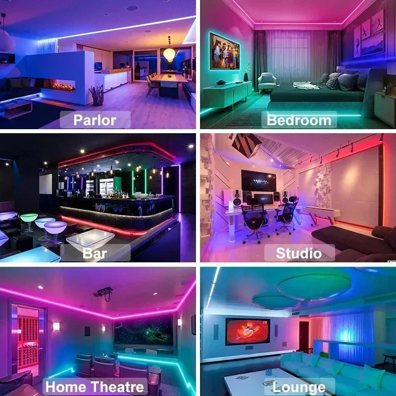Lisslune | RGB 5050 LED Strip Light with Remote Control & App Control - USB-powered