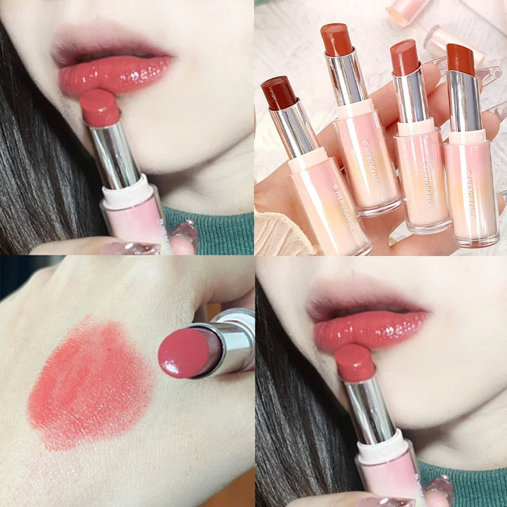 Rynx | Tinted Moisturizing Lipstick Waterproof Mirror Jelly Cherry Red Lip Lacquer Long-lasting Non-Sticky Cup Clear Solid Lip Gloss Cosmetics