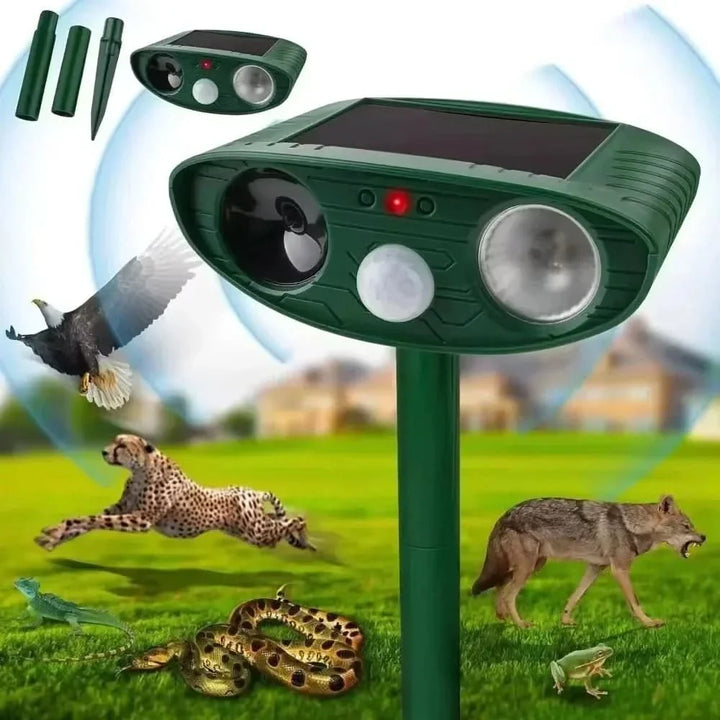 Lisslune | ULTRAGUARD ANIMAL REPELLER – Ultrasonic Animal Repeller with LED Light – Weatherproof & Battery Operated for Garden & Outdoor Use
