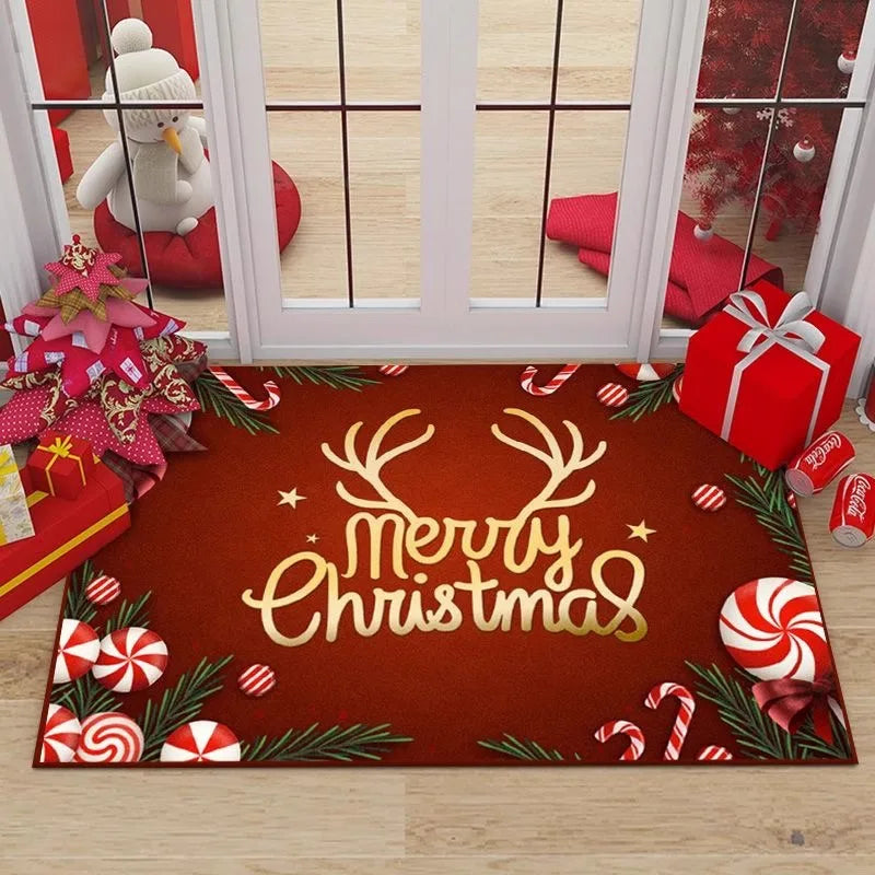 Rynx | Christmas Home Rug Holiday Decoration Doormat Cartoon Sweet Rug Santa Pattern Kids Mat Dirt-Repellent Rug