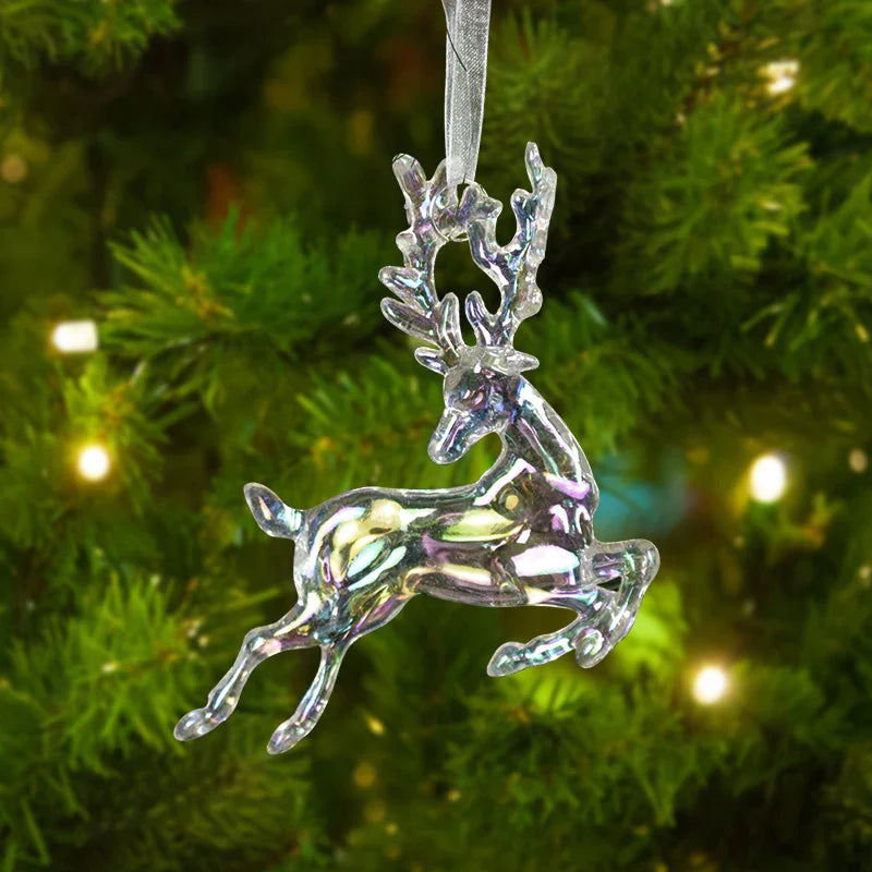 Rynx Christmas Tree Transparent Snowflake Hanging Ornaments Acrylic Pendants 2024 Christmas Decoration for Home Navidad Gifts New Year