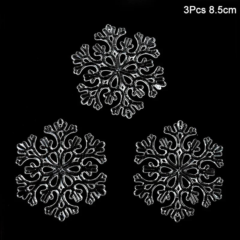 Rynx | 3 Piece Christmas Acrylic Snowflake Ornaments Transparent Xmas Tree Hanging Decorations Christmas Decorations for Home New Year