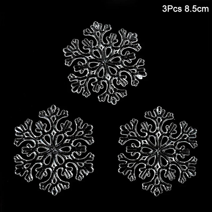 Rynx | 3 Piece Christmas Acrylic Snowflake Ornaments Transparent Xmas Tree Hanging Decorations Christmas Decorations for Home New Year