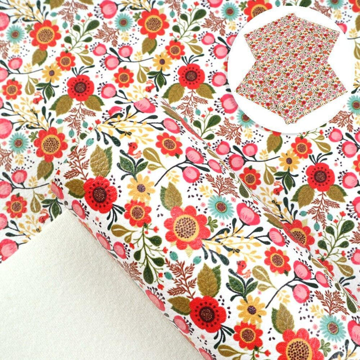 Lisslune | Floral Lychee Blossom Synthetic Leather Crafts Sheet - 20x33cm
