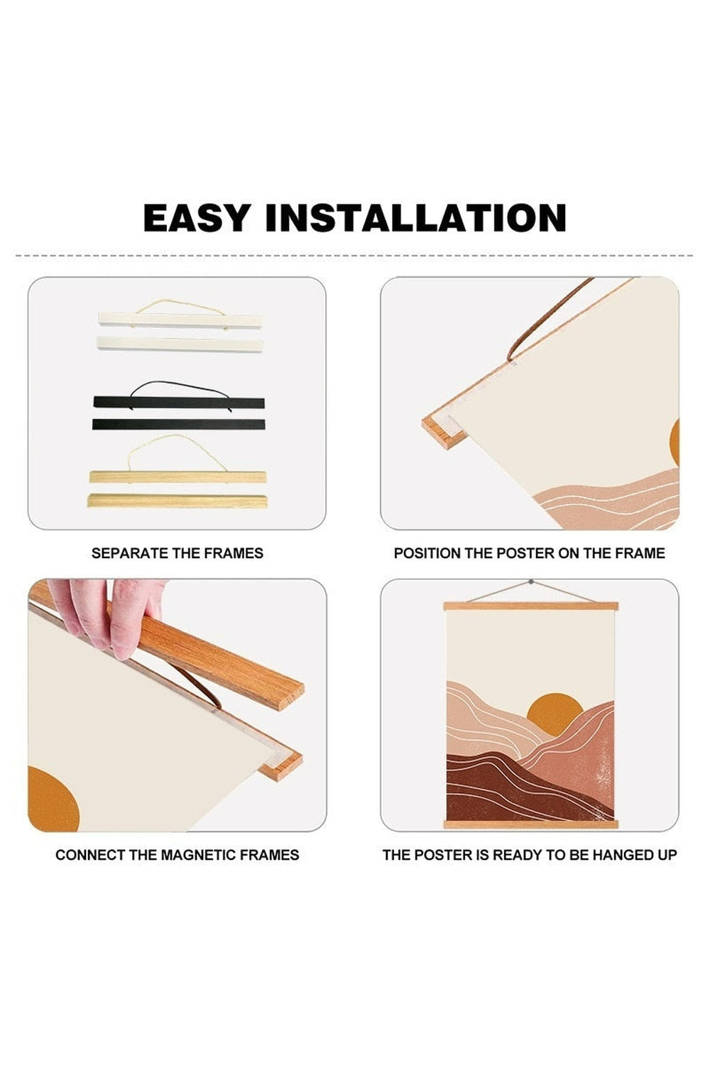 Lisslune | Magnetic wooden poster frame hanger