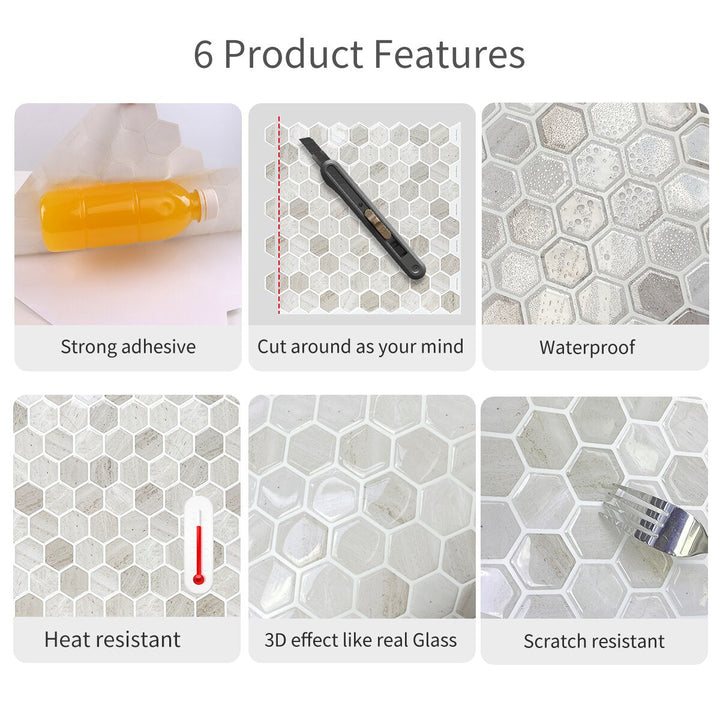 Lisslune | 3D Self-Adhesive Hexagonal Wall Stickers