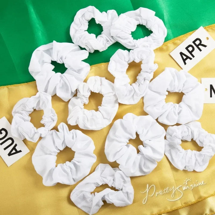 Rynx | 5 Pieces/Set Women's Hair Ties White Solid Color Hair Tie for Girls Ponytail Holder Rubber DIY Home Batik Handmade Supplies Hair Tie