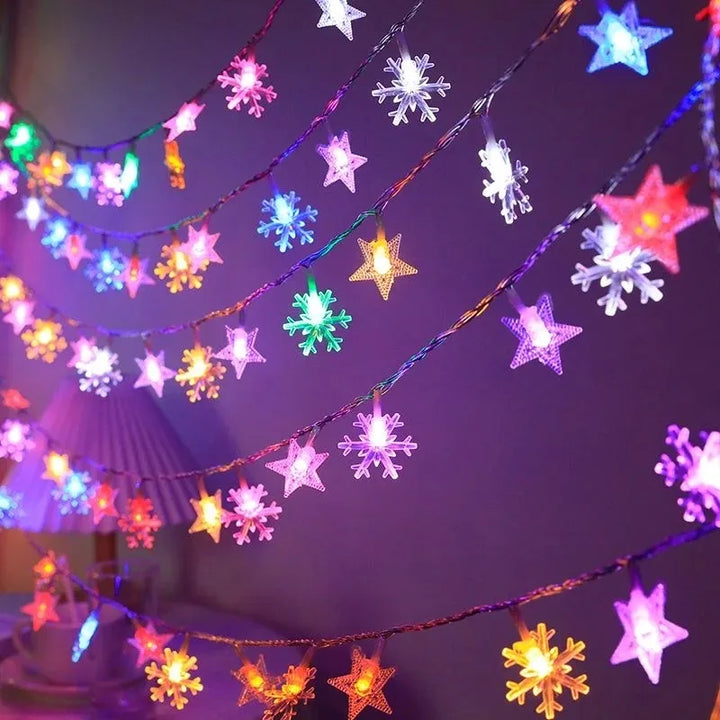 Rynx | Star Snowflake Christmas LED USB Battery 220V String Lights Fairy Lights Garland For Tree New Year Decorations 1.5M-30M Noël Navidad