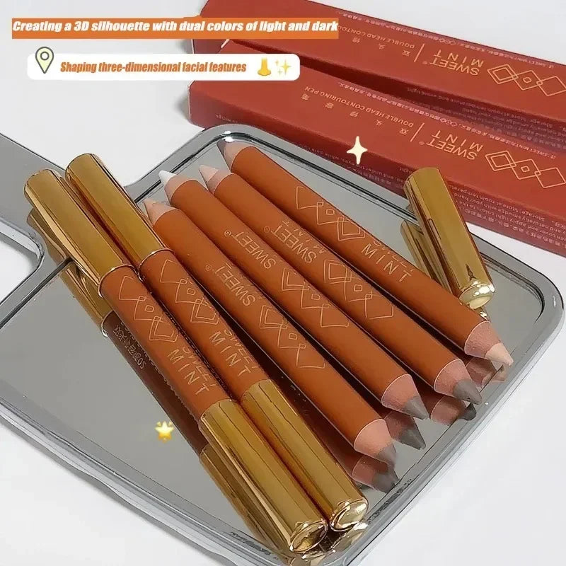 Rynx | Double-sided contour pencil Face brightening concealer Nose shadow Sculpting Natural 3D highlighter shadow pencil Korean makeup