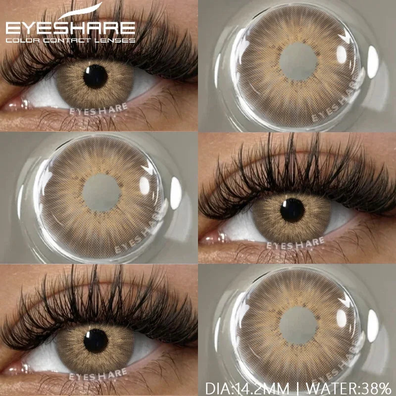 Rynx | 1 pair of contact lenses with prescription in natural color, myopic lenses, green contact lenses, fashionable brown lenses, gray pupils