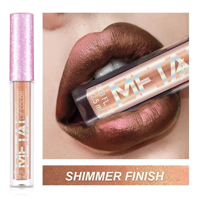 Rynx | Mattes Metall Flüssiglippenstift 12 Farbe Wasserfest Nude Matt Metallisch Lippen Gloss Langanhaltend Nicht Verblasst Lippen Tönung Make-up Kosmetik