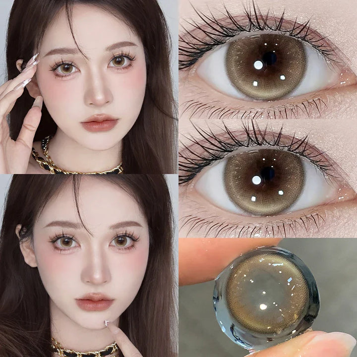Rynx | 2PCS Myopia Lenses Colored Contact Lenses with Degree Natural Colored Eye Lenses with Diopters Blue Contact Lenses