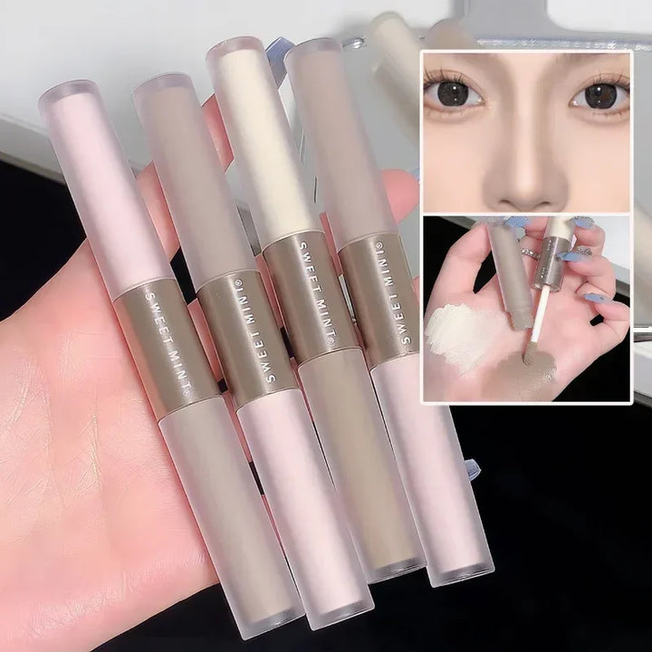 Rynx | Double head high gloss 2 In 1 skin brightening warm toned face shading grooming powder makeup face contouring bronzer cosmetics