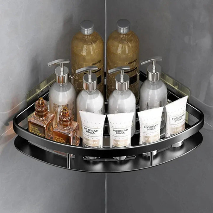 Lisslune | Corner Holder Aluminum Wall Shelf – Space-Saving Bathroom Organizer Without Drilling